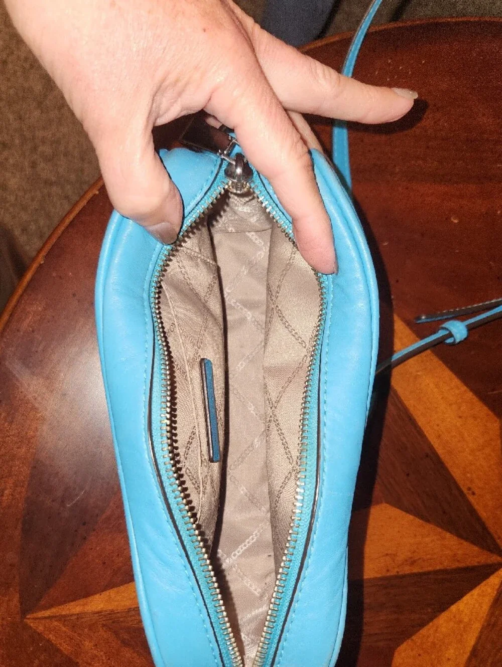 Michael Kors Quilted Crossbody Bag in Turquoise Blue
